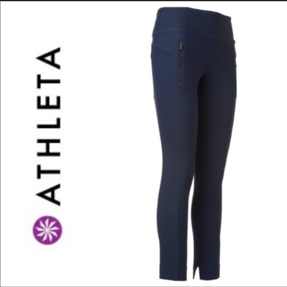 Athleta Stellar Two Tone Tight Navy Black - Picture 1 of 6